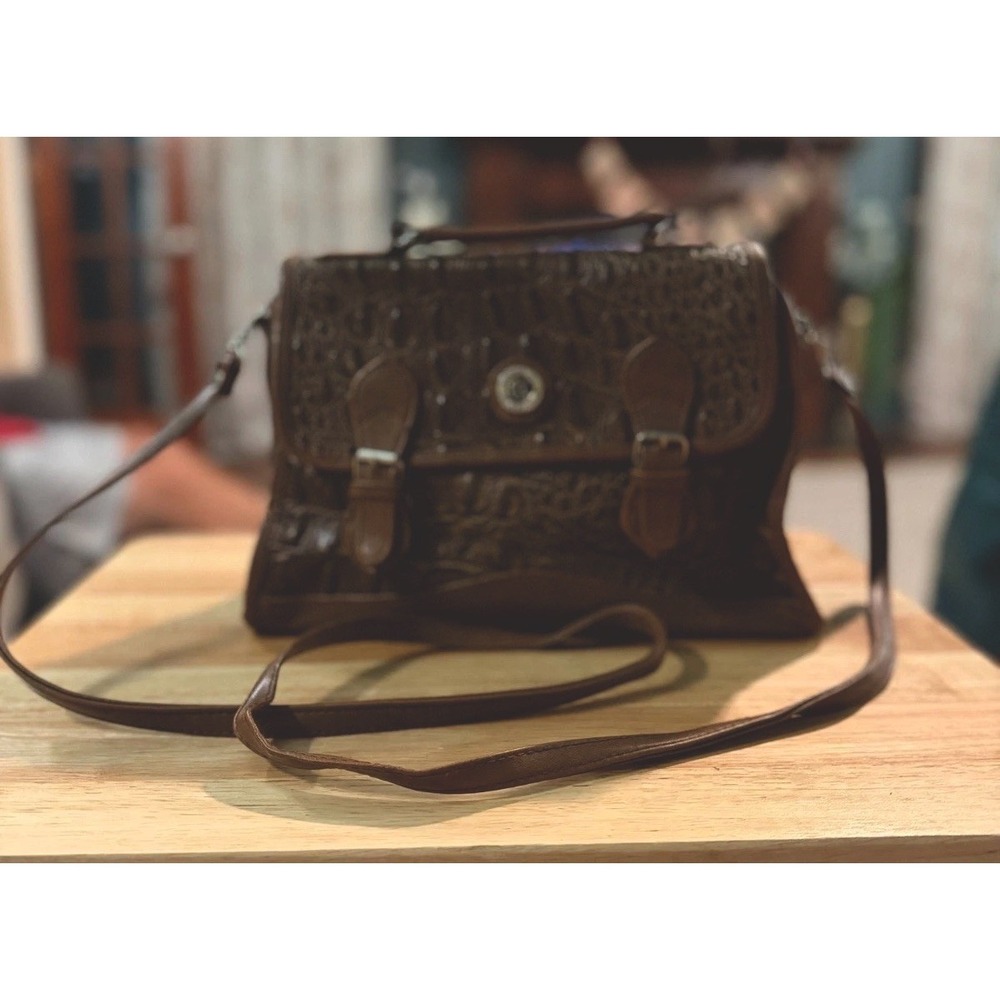 Bennedini Collection Shoulder Bag Womens Dark Brown Crocodile Embossed Handbag